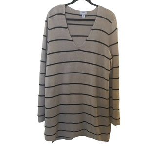 Old Navy deep v-neck long sleeved striped sweater dress